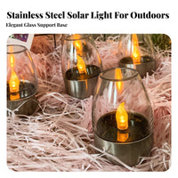 Energy Saving Solar Flickering Candle Light Flameless Solar Powered Candle Light Automatic On/shut off for Pathway, Balcony, Tabletop