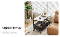 Mobile Design 2-Tier Rolling Trolley Sintered Stone Top 2-Tier Rolling Cart space-efficient Size End Table Space-Saving for Apartment Dwellers, Interior Decorators, Living Room, Bedroom, Small Spaces, Balcony