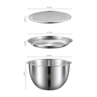 Flared Edge Kitchen Bowl Set Wide Rim Stainless Steel Bowl Silver Finish Shallow Plate Slim Design for Washing, Draining