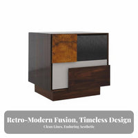 Retro design Nightstand with Drawers and Shelf middleera Modern Design Single-Drawer End Table with Shelf Nordic Aesthetic Bedside Cabinet Tapered Legs for Homeowners, Students, Guest Room, Office, Hallway, Nursery