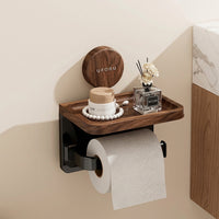Toilet Roll Holder for Bathroom Storage and Toilet Paper, Suction Cup Installation with Shelf, Space Saving Paper Roll and Tissue Roll Rack