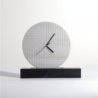 Decorative Clock with Marble Base Modern Geometric Table Clock Minimalist for Desk