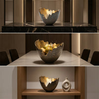 Hammered Decorative Bowl Lustrous Centerpiece Bowl Extended Boat-Shaped Tray Multipurpose for Dining Table