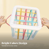 Early Learning Elastic Band Shape Sorter Hand-Eye Coordination Color Shape Sorting Cube Spatial Reasoning for Babies