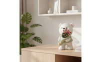 Matte Bear Vase Cute Bear Ornament Contemporary Vase with Bow Minimalist for Living Room