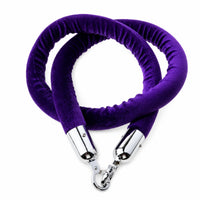 Violet Velvet Rope Silver Metal Hooks Velvet Stanchion Rope Soft Barrier Cord Thick