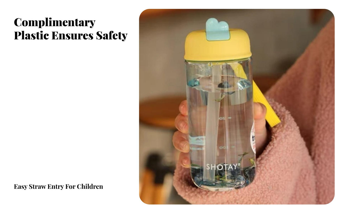 Straw Water Bottle Food Grade Material Portable Drink Cup Tumbler with Lid and Straw for Children, Students, Daily Use, Outdoor, Home