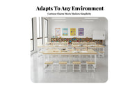 Classroom Desk and Stool Set Rounded Corners Classroom Table and Chair Set Easy to Tidy Children Craft Table for Students, Young Children, Playroom