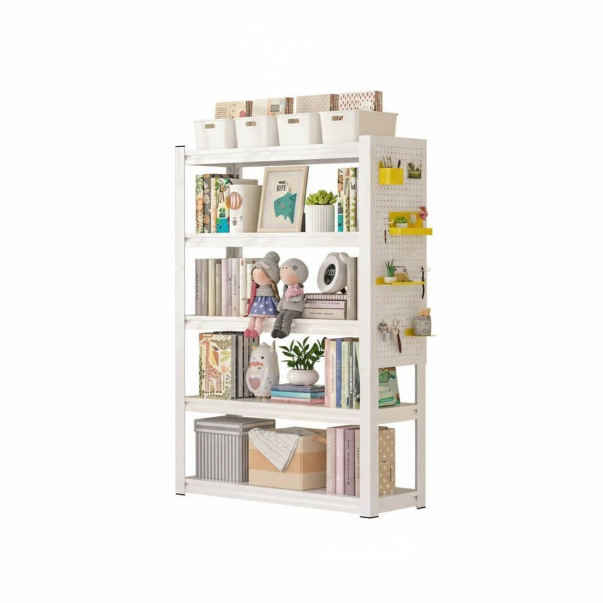 Multi-Tier Design Pegboard Countertop Rack Space Saving Household Storage Sturdy Construction Display Shelf Slim silhouette for Students, Homeowners, Office Workers, Bay window opening, Kid's Room, Bedroom, Kitchen Counter
