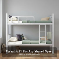 Dormitory Bunk Bed High Load Capacity Metal Frame Bunk Bed Space Saving Bedroom Furniture for Students, Adults, Construction Site Dorm, School, Hostel