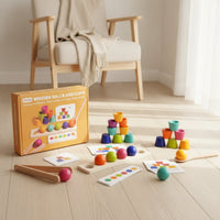 Color Sorting Toy Preschool Color Sorting Board Wooden Toy with Tweezers STEM Sensory for Toddlers, Kindergarten, Playroom