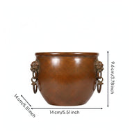 Retro Design Lion Head Bowl Artisan-Made Look Copper Heavy Duty Treasure Bowl for Desktop, Entryway, Living Room