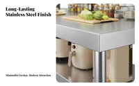 Stainless Steel Work Table Easy to Clean Stainless Steel Workbench Sturdy and Hard-Wearing Commercial Food Prep Station for Caterers, Bar, Workshop