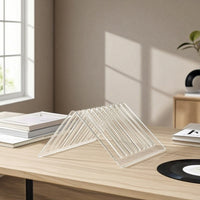 Desk File Organizer Acrylic Desktop File Sorter Triangular Rack with Slots Clear Vinyl Album Storage Transparent for Collectors