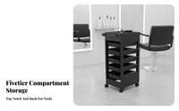 5-Drawer Hairstyling Station Multi-Functional 5-Drawer Salon Station Full-Rotation Casters Cosmetic Trolley for Hairhair Professionals
