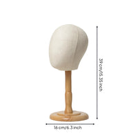 textileCovered Mannequin Head with Wooden Stand Freestanding Mannequin Head Stand Stable Sturdy for Stylists, Retail Counters