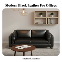 Matte Finish 3-Piece Black Minimalist Couch Set Modern Design 3-Piece Couch and Chair Set Easy to Clean Office Furniture Sturdy Frame for Businesses, Clients, Reception Area, Business Meeting Space, Waiting Room