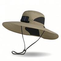 Wide Brim Hat with Fan Cooling Sun Hat with Fan Ventilated for Hiking, Hikers