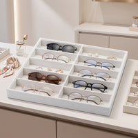 Multi-Slot Eyeglasses Display Tray Practical Glasses Tray Slim Glasses Organizer Rectangular for Collectors, Drawer, Countertop
