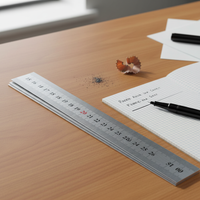 Stainless Steel Ruler Set, Double-Sided Engraved, Thickened Metal Straight Edge for Drawing and Stationery, 3-Pack