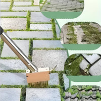 Heavy Duty Steel Bristles Wire Weeding Brush Head Clear Paver Algae Remover Multifunctional Pavement Crack Weeder 2-in-1 Design for Garden Paths, Driveway