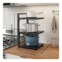 Multi-Layer Pot and Pan Shelf Easy Assembly Pots and Pans Organizer Heavy Duty Under Cabinet Shelf