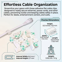 100 PCS Flat Network Cable Clips Organizer, Wire Holder Clips for Cable Management Solution, Adhesive Cable Clips for Desk Gaming Desk Accessories
