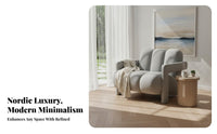 Nordic Design Channel-Tufted Single Sofa Minimalist Design Lounge Chair Thick Cushion Seating Furniture High-Density Foam for Hotel Managers, Interior Designers, Business Owners, Reception Area, Living Room, Bedroom, Reading Nook