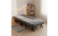 Foldable Single Folding Bed Multi-Functional Portable Rest Bed Heavy Duty Frame Rollaway Cot Lockable Wheels for Guests, Hospital