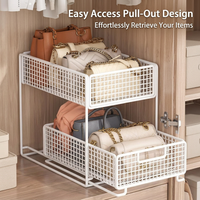 2 Tier Wire Storage Basket Shelf, Pull Out Cabinet Organizer, Handbags Storage, Closet Organization, Black Medium
