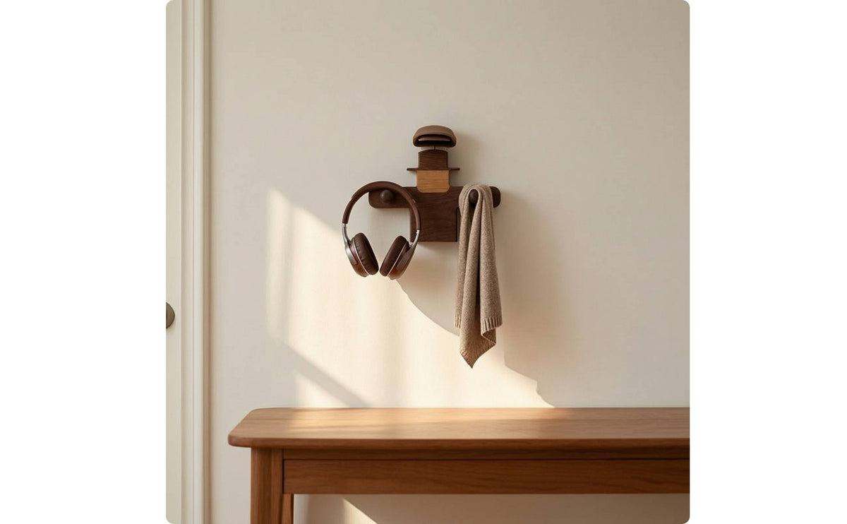 Two-Tone Scarecrow Wall Hook Natural Wooden Wall-Mounted Coat Rack Rustic Wooden Coat Hook Long-Lasting for Entryway, Bedroom