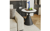 Round Side Table Modern Pedestal Table Glossy Furniture for Living Room, Reading Corner, Apartment