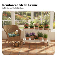 Multi-Level Planter Trolley Floor-Standing Rolling Plant Caddie with casters weightyDuty for Gardeners, Seniors