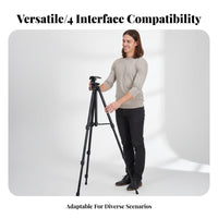 360 Degree Rotation Aluminum Alloy Tripod Non-Slip Feet Portable Telescope Tripod Foldable Adjustable Camera Stand 3-Way Swivel Pan Head for Photographers, Amateur Astronomers, Content Creators, Outdoor, Night Sky Observation, Recording Recording, Studio