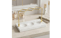 Toothbrush Holder with Marble-Look Resin Base Tabletop Stand Upright for Vanity