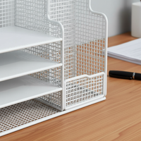 Desktop File Organizer with Pen Holder, Metal Bookend for Office and Student Supplies