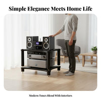 Vibration Damping High-Fidelity Amplifier Shelving Unit Shock Absorbing Multi-Tier Amplifier Stand Steel Frame Construction Multi-Tier Audio Component Rack Heavy Duty for Audiophiles, Home Theater, Listening Room