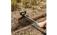 11-Tine Garden Weeder Heavy Duty Extracting Weeder Rake Carbon Steel Double-Head Hoe Rake for Gardeners, Farmers, Flower Beds