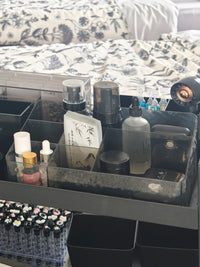 Black Diamond-Texture Multi-Purpose Desktop Storage Box for Beauty Tools