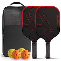 2 Pieces Carbon Fiber Pickleball Paddle 16mm Pickleball Set with Balls Honeycomb Core Rotation for Adults, Outdoor Courts