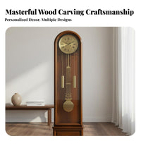 Grandfather Clock Solid Wood Wooden Floor Clock Freestanding Home Decor for Interior Decorators, Gift Presenters, Living Room, Entryway, Hotel Lobby