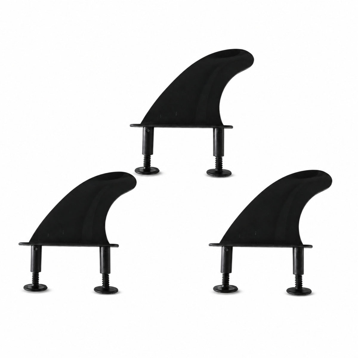 3 Pieces Surfing board Rear Fin Black Surfing board Fin with Screws Curved for Surfers