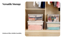 Clear Plastic Storage Box See-Through Sturdy Plastic Storage Bin Stackable Organizer Box Rounded Corners for Bedroom, Playroom