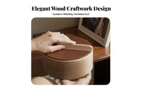 Home Organizer Round Wood Storage Box Vintage Style Solid Wood Storage Box Lifting Strip