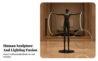 Artistic Design Abstract Person Floor Lamp Stable Base Resin Art Ornament Humanoid Figure Statue for Interior Designers, Hotel Managers, Homeowners, Exhibition Hall, Showroom, Living Room