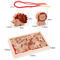 Animal Stacking Toy Multiple Ways to Play Animal Threading Toy Early Learning Wooden Stacking Pieces for Young Children, Kids, Tabletop