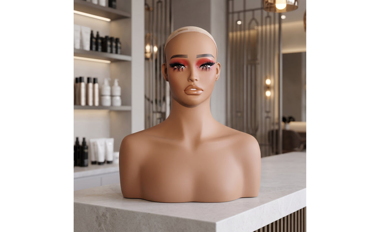 Female Mannequin Head with Shoulders Realistic Mannequin Head with Shoulders Professional for Hairstylists, Cosmetologists, Salons, Retail Storefronts