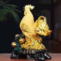 Cockerel Sculpture with Base Ornate Cockerel Figurine Gold-Toned for Homeowners