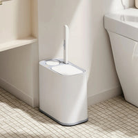 Small Slim Bathroom Trash Can Disposable Trash Can with Toilet Brush and Holder Replaceable Bathroom Wastebasket with Toilet Brush Concealed for Washroom