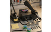 Digital Display Soldering and Hot Air Station Interchangeable Nozzles 2 in 1 Soldering Station Cleaning Sponge Workshop Equipment Space Saving Design